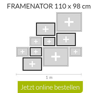 Bilderrahmen mit mehreren Bildern an die Wand hängen mit der PixelNet Schablone