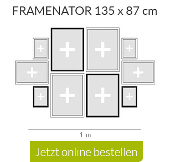 Gleiche Abstände für Ihre Bilderwand mit der Framenator Schablone von PixelNet 