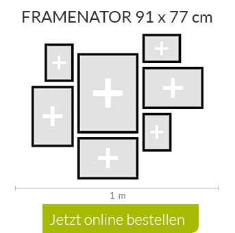 Bilderwand gestalten ganz einfach mit dem Framenator in verschiedenen Größen