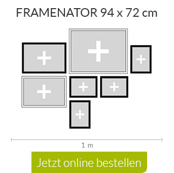 Bilder an die Wand hängen mit schwarz-weiß gemischten Rahmen und eigenen Fotos