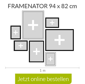 Bilder an die Wand hängen mit der Framenator Schablone von pixelNet